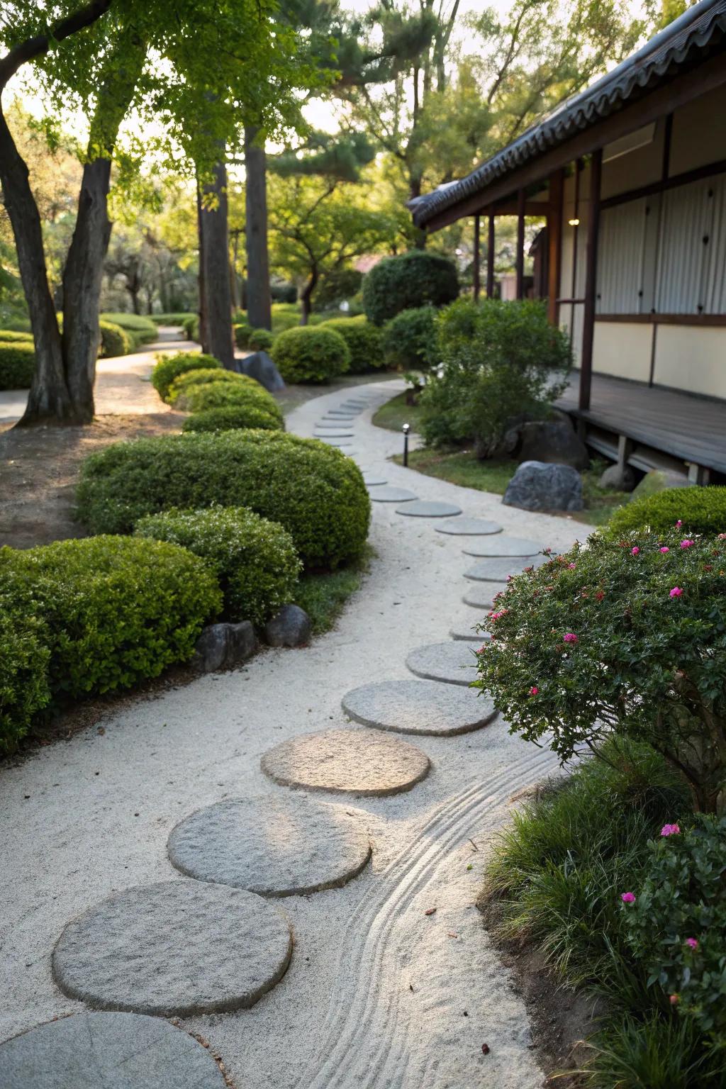 Tranquil Refuge-inspired stepping stones bring peace to garden trails.