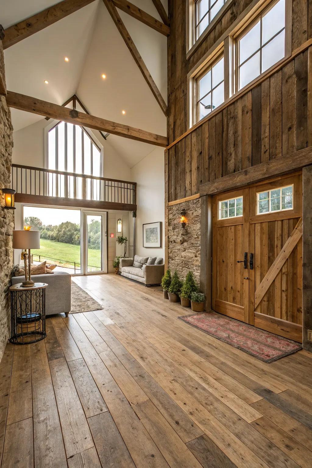 Recovered timber introduces warmth and uniqueness.