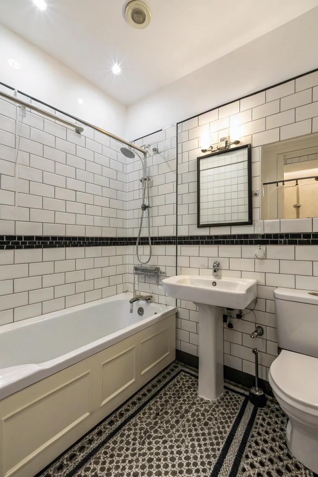 Traditional black and white offers a timeless and flexible layout.