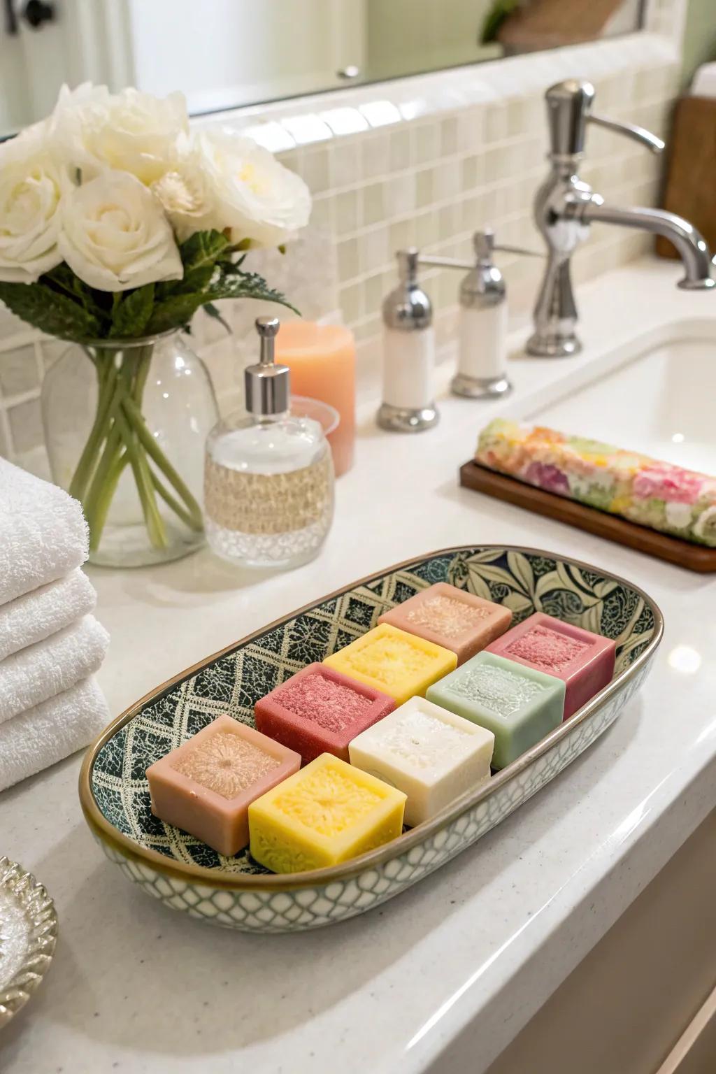 Add elegance with sculptural soaps.