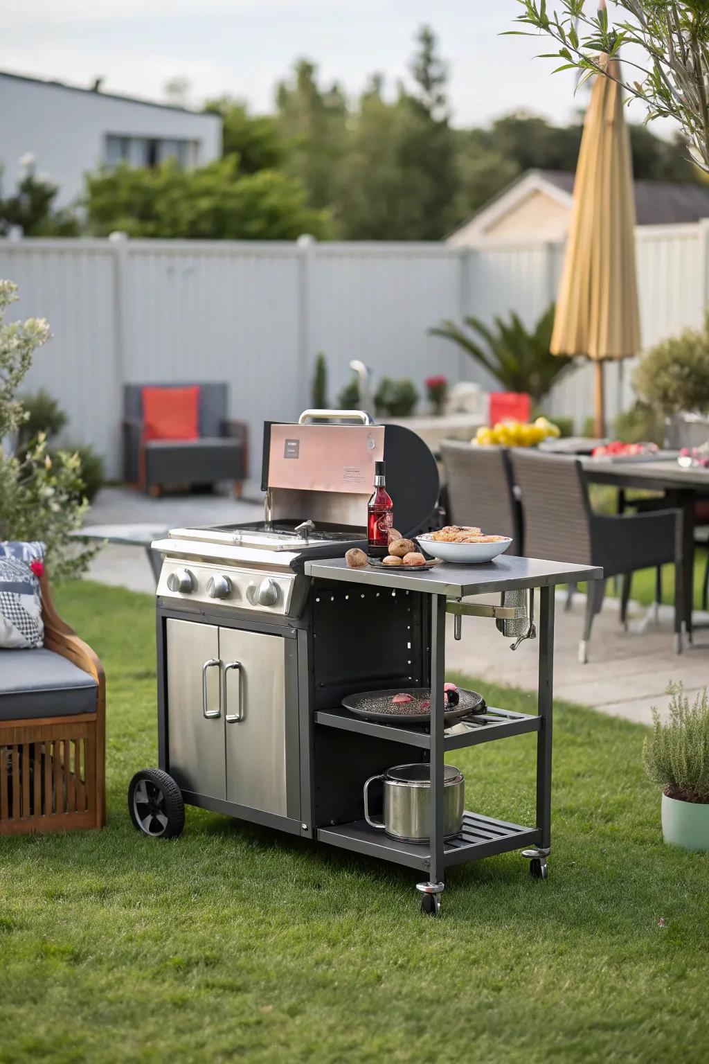 Embrace flexibility in your outdoor space with a portable BBQ island.