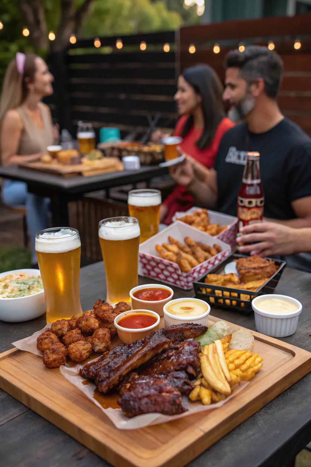 A relaxed Beer and BBQ Pairing setup.