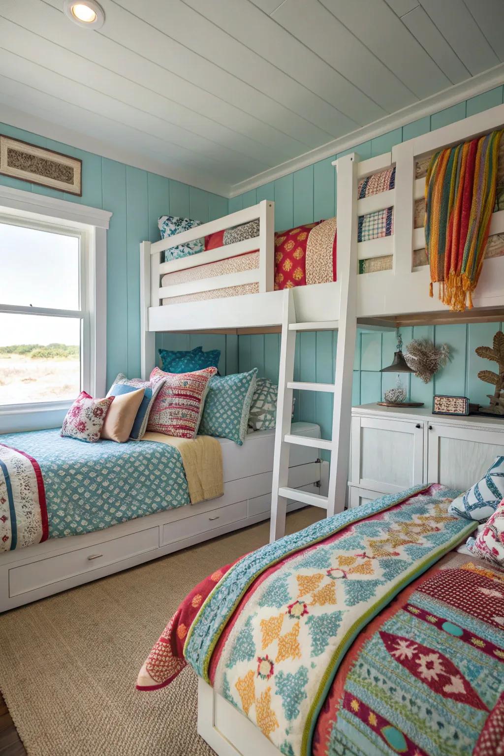 Plush fabrics enrich warmth and character.