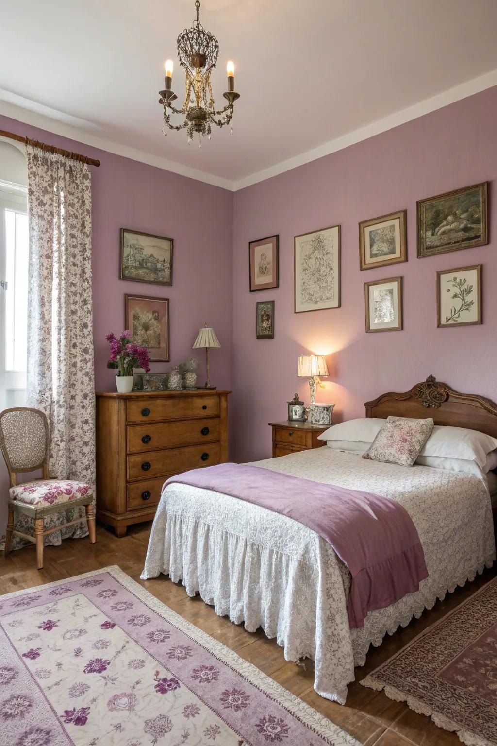 Capture vintage elegance with mauve tones.