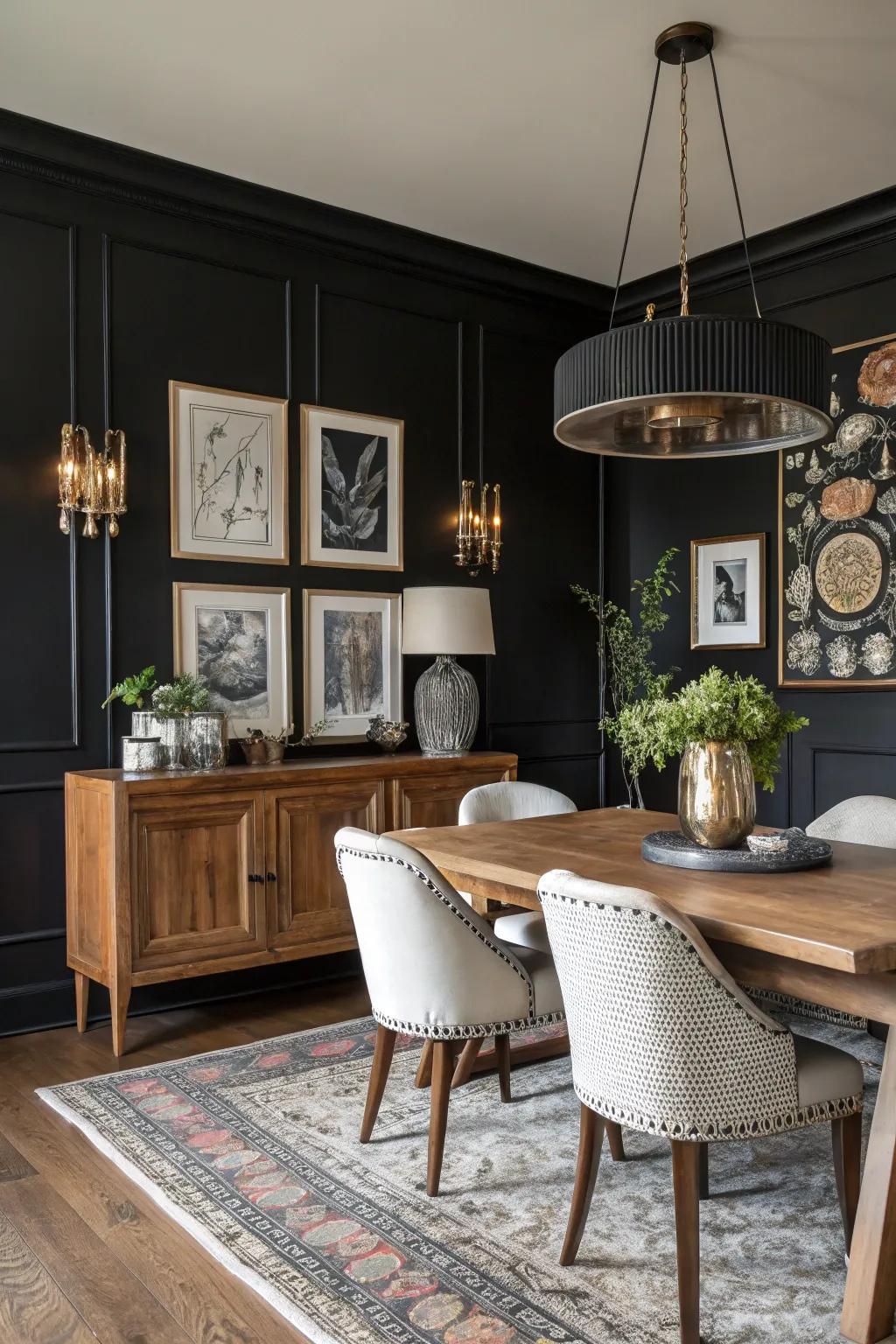 Varied sophistication with a black wall.