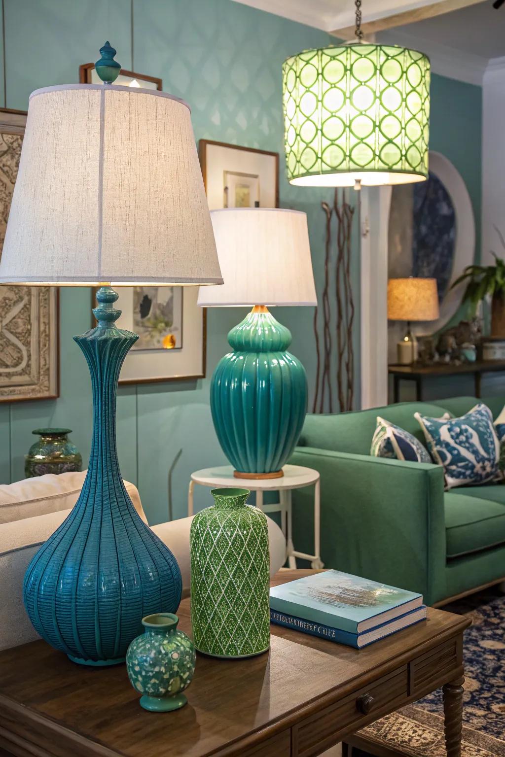 Sculptural lighting combines function and artistic flair.