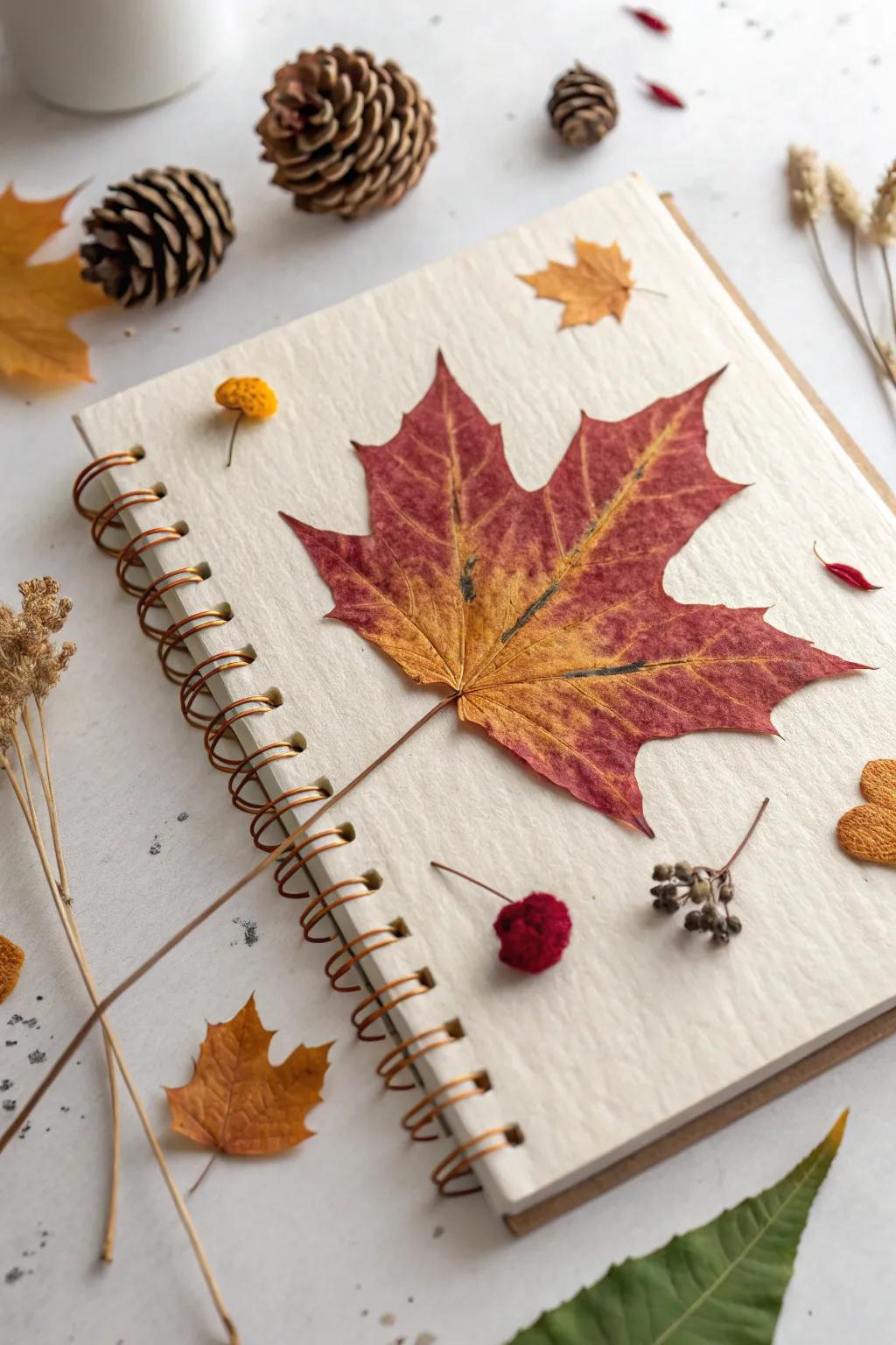 Capture the essence of autumn's beauty with a minimalist scrapbook design, where simplicity meets handcrafted elegance.