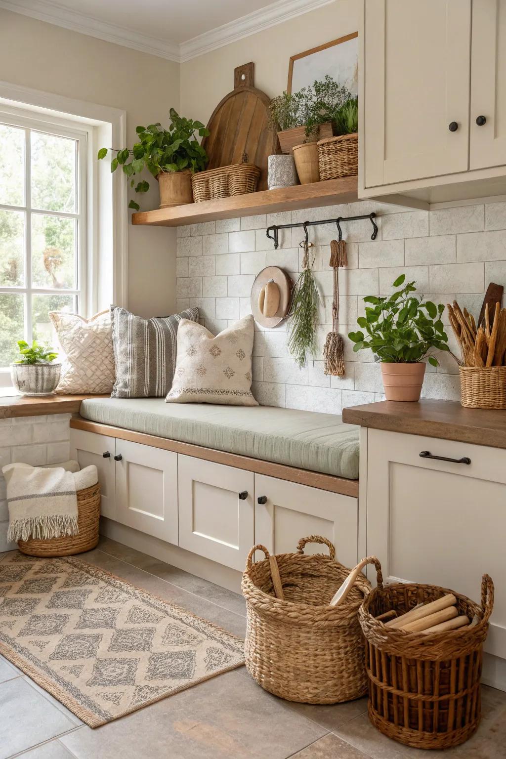 Achieve enduring elegance with neutral-toned benches.