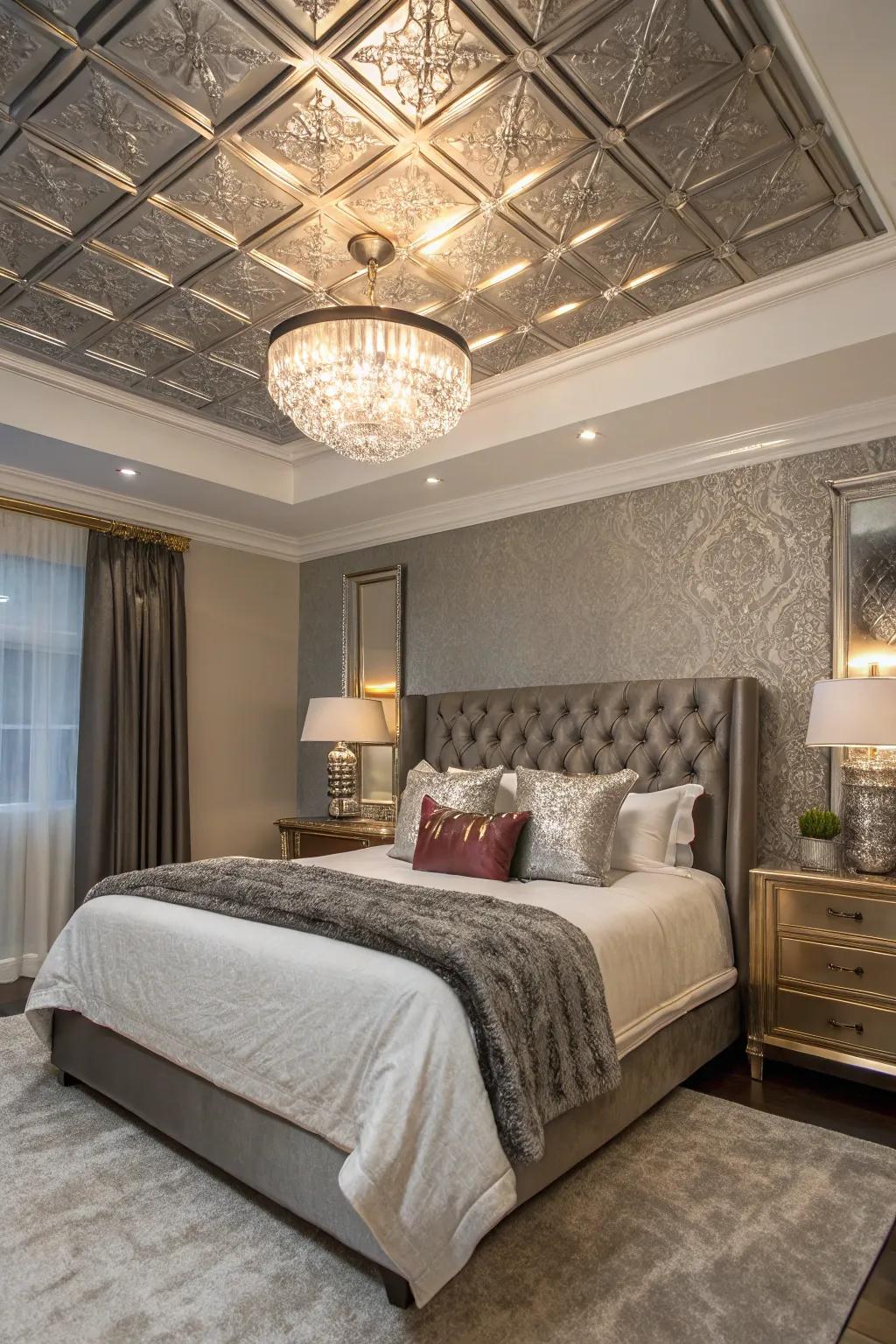 Shiny details add a touch of luxury and sparkle to ceilings.