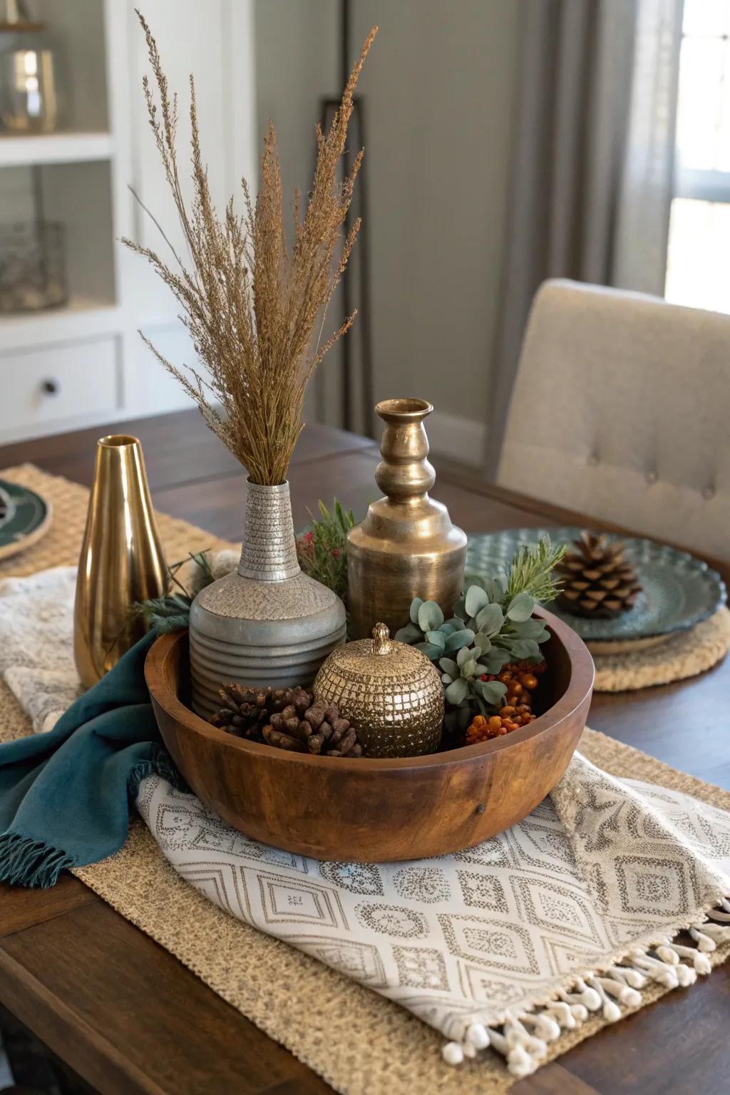 Blending tactile qualities amplifies visual intrigue.