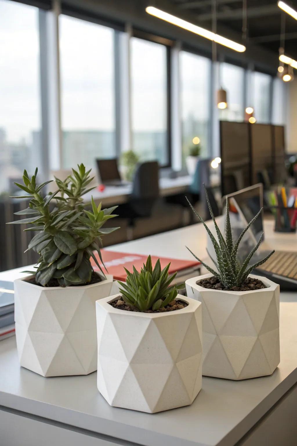 Modernize your area using ceramic designs that are geometrically inspired.
