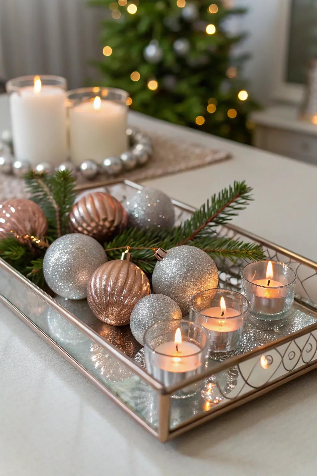 Modish metallics present a sleek and contemporary holiday vibe.