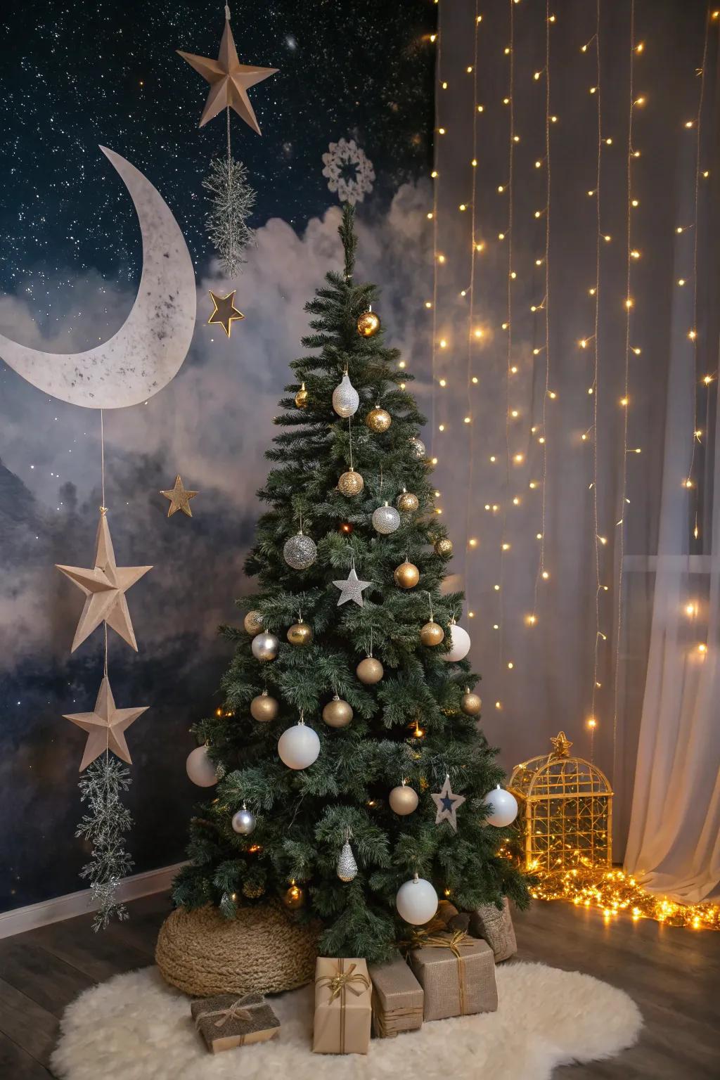 Ethereal Enchantment transforms your tree into a starry night wonder.