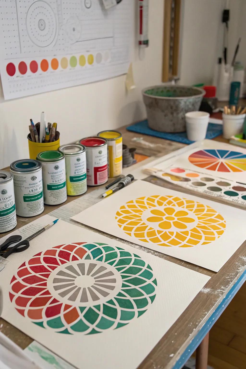 Achieve precision with stenciled circle art.