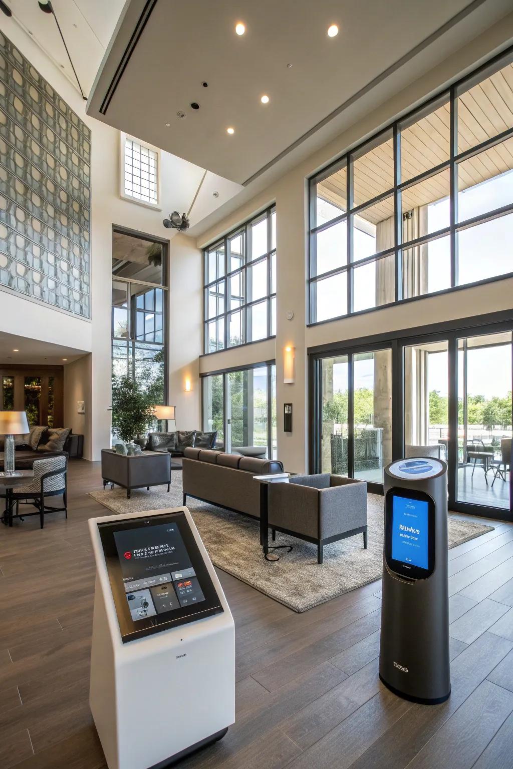 Smart technology enhancing convenience inside a clubhouse.