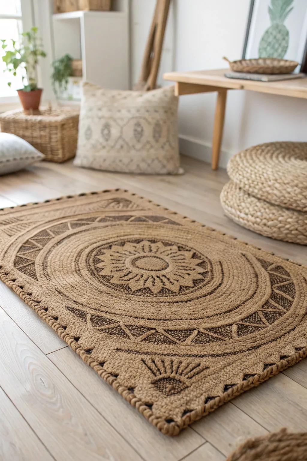 Improve your space with the cozy charm of handcrafted grain sack floor mats. Great for introducing personality and durability to any room.