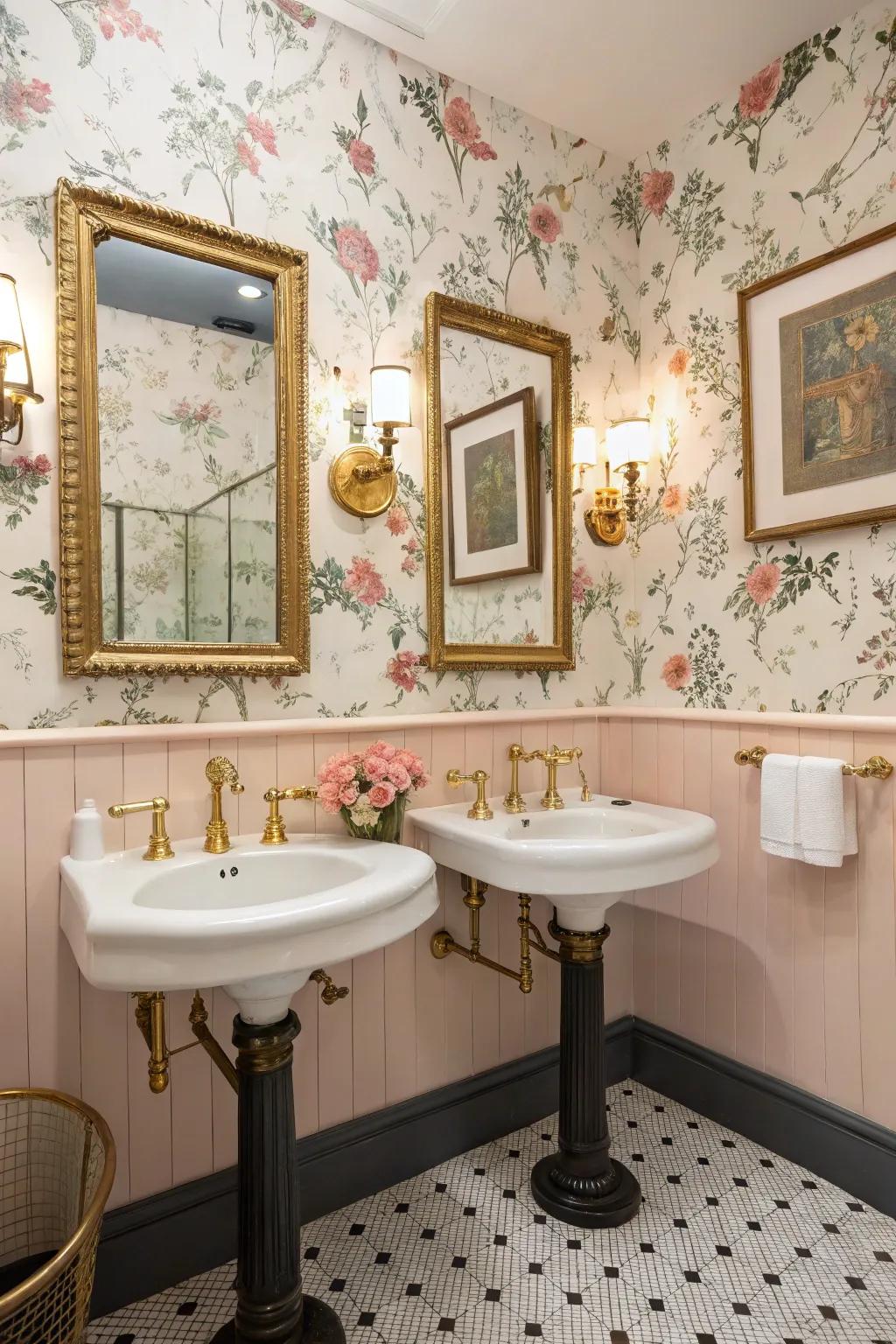 Timeless fixtures and retro decor inject character into this guest bathroom.