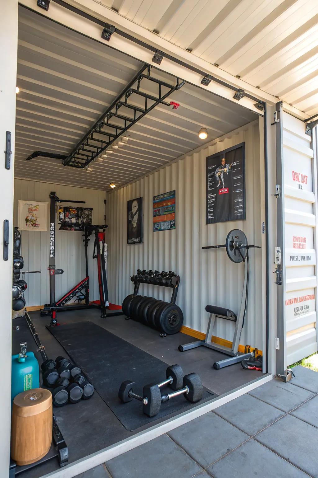 Make a shipping container to work out in.