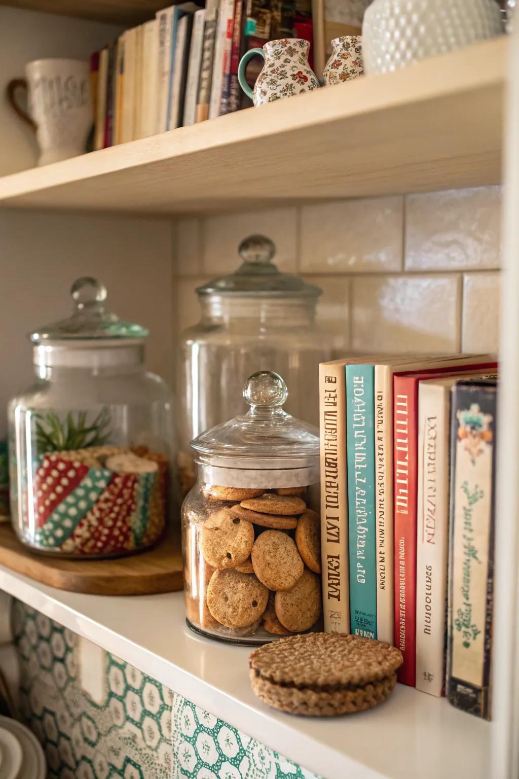 Books and biscuits: a comfortable kitchen pairing.