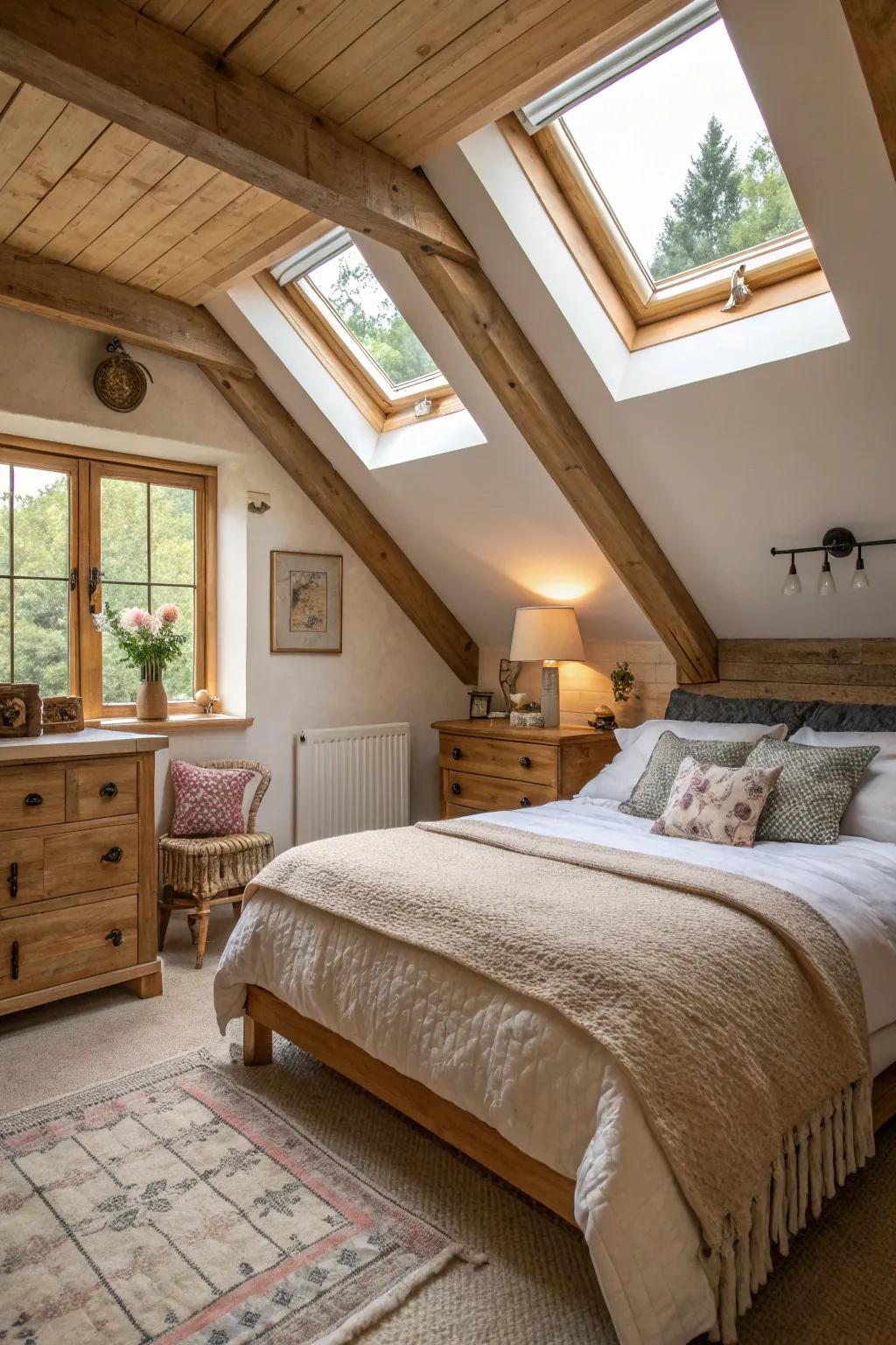 Attic windows amplify both light and openness.