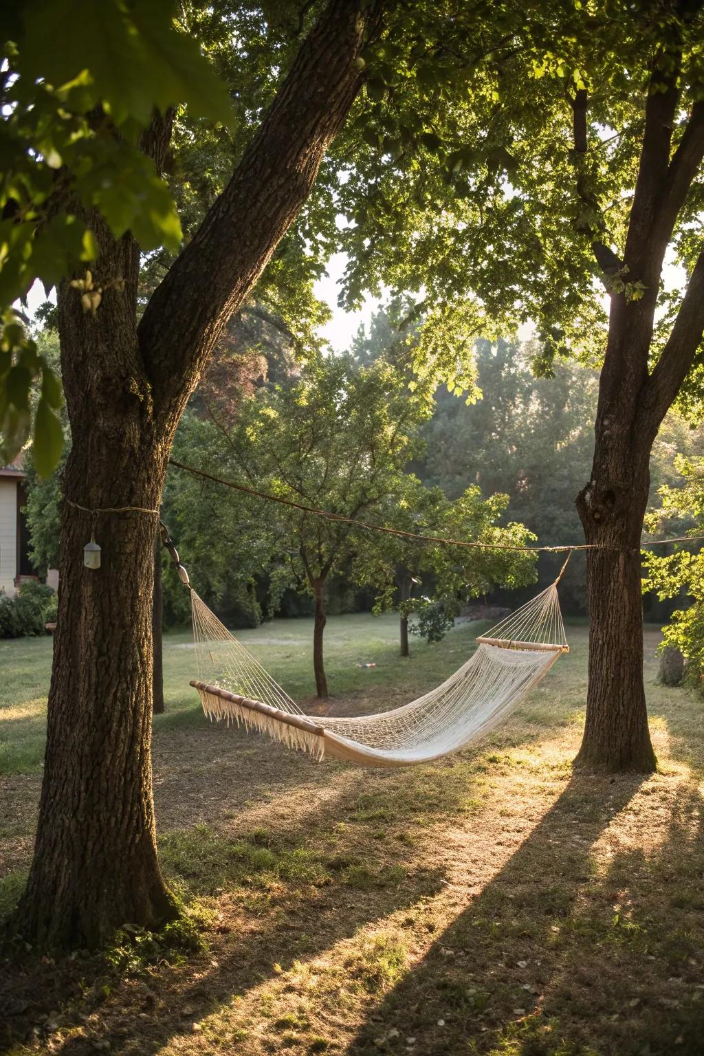 A hammock beckons you to unwind and find serenity.