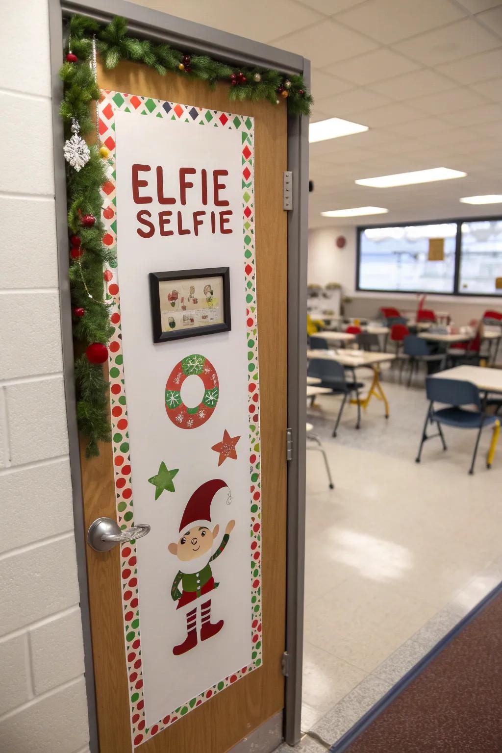 An educational doorway featuring a 'Sprite Snapshot' station, galvanizing amusing holiday portraits.