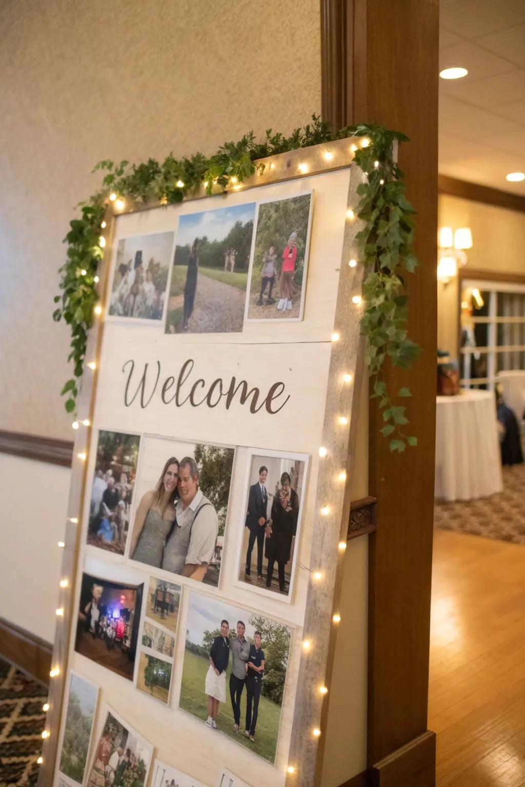 An image montage display shares private stories and warm greetings.