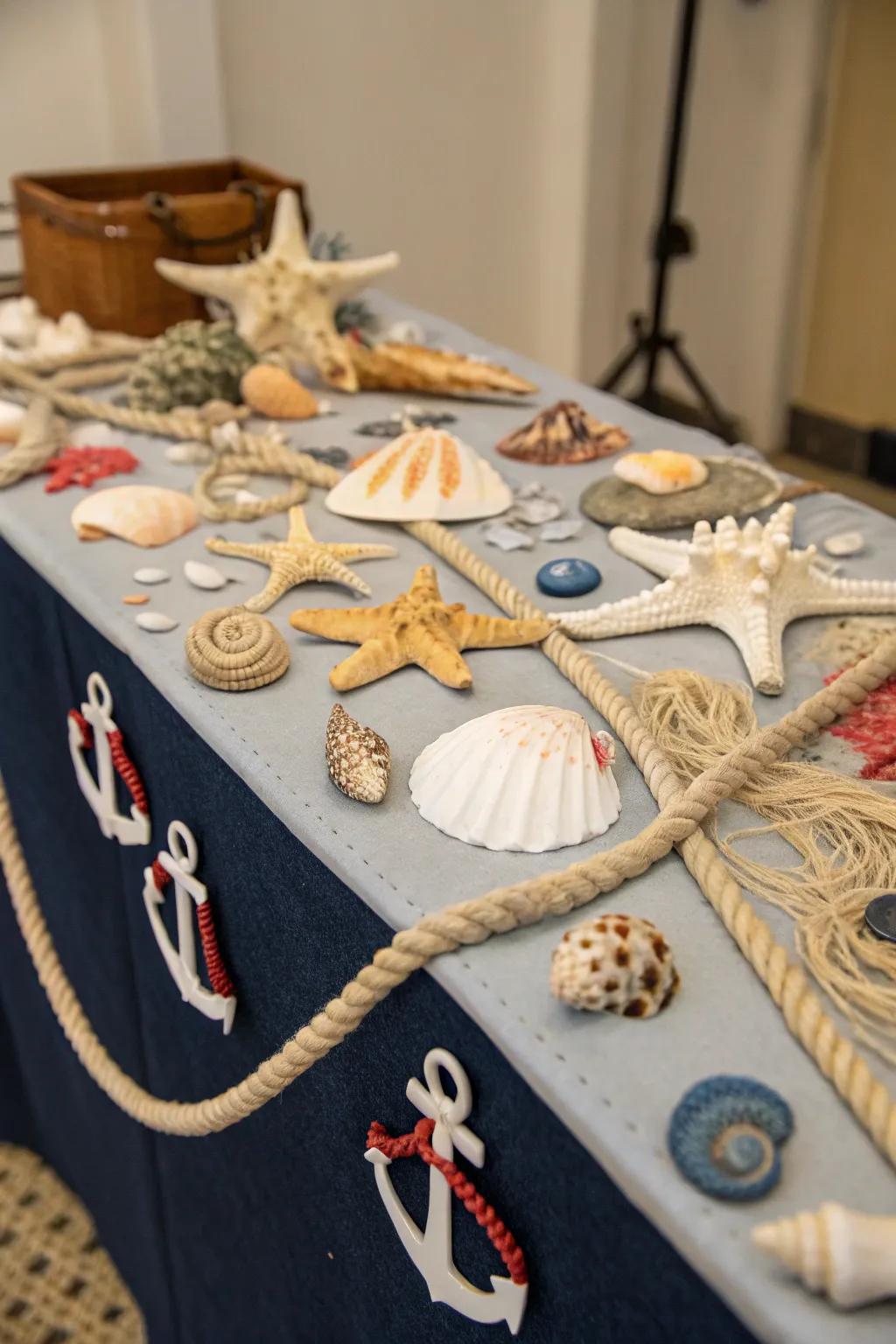 Seashells bring the beach to your party décor.