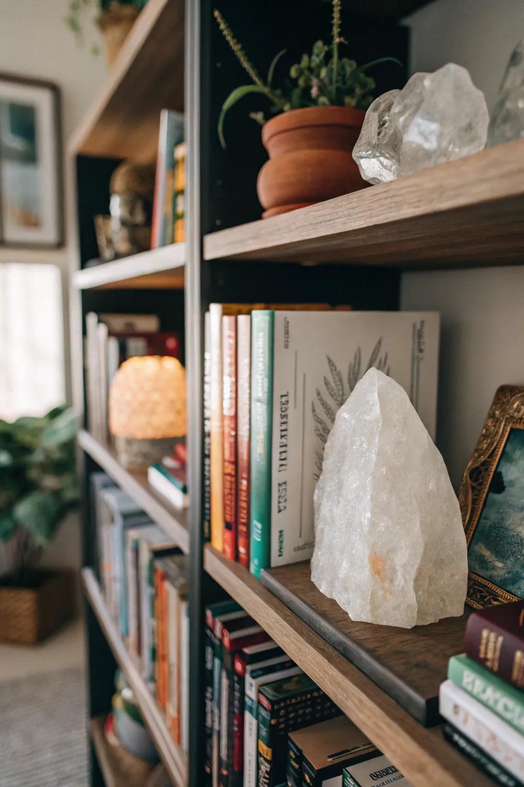 Used as bookends, crystals make a unique and stylish statement in any library.