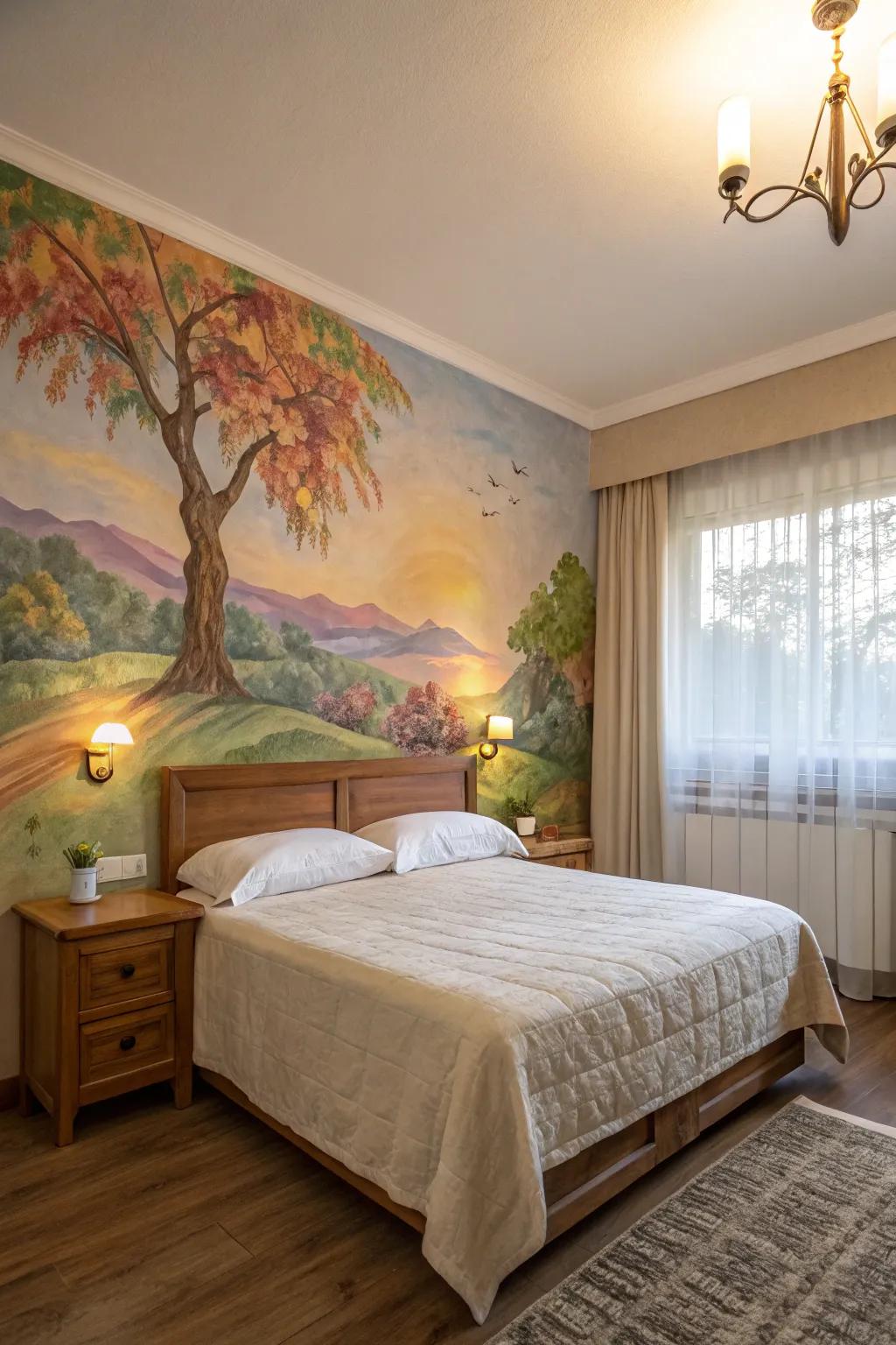 DIY mural adds a personal touch.