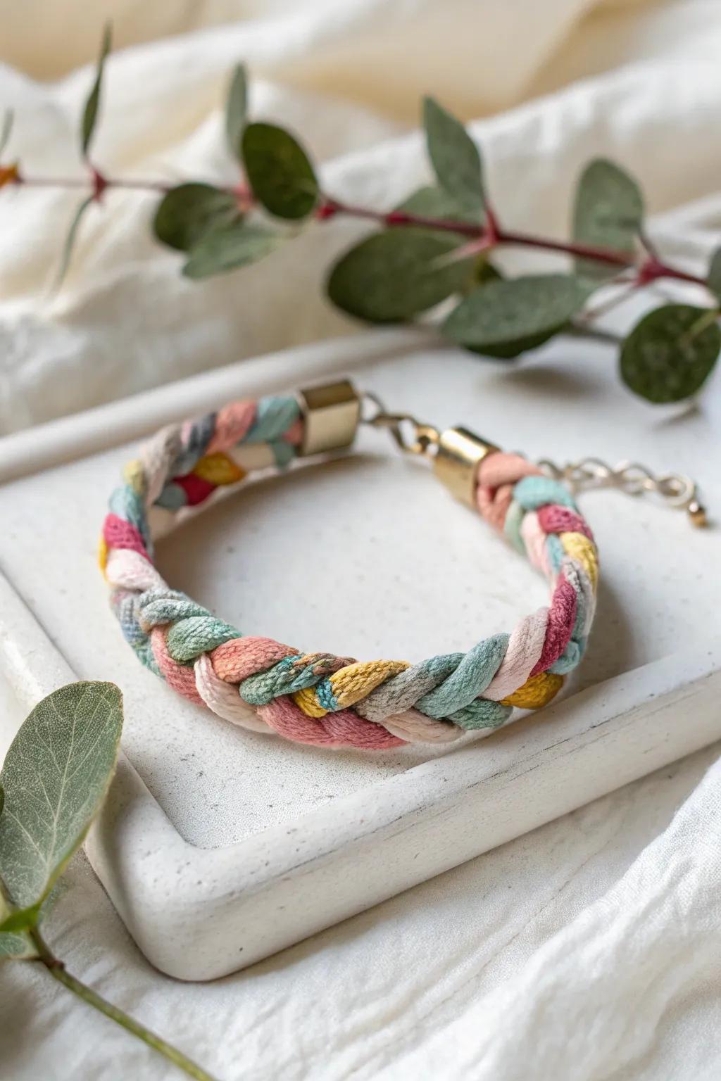 Transform textile pieces into a charming bracelet masterpiece that blends minimalist elegance with Boho flair.