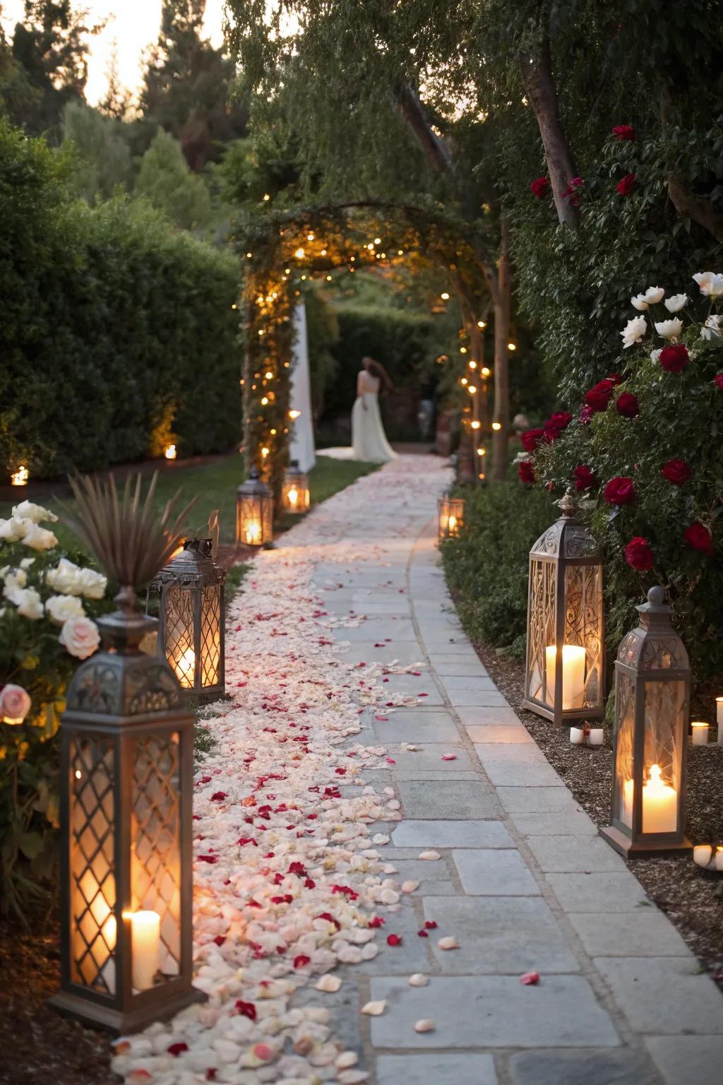 A fairytale walking route leading guests for the ceremony.