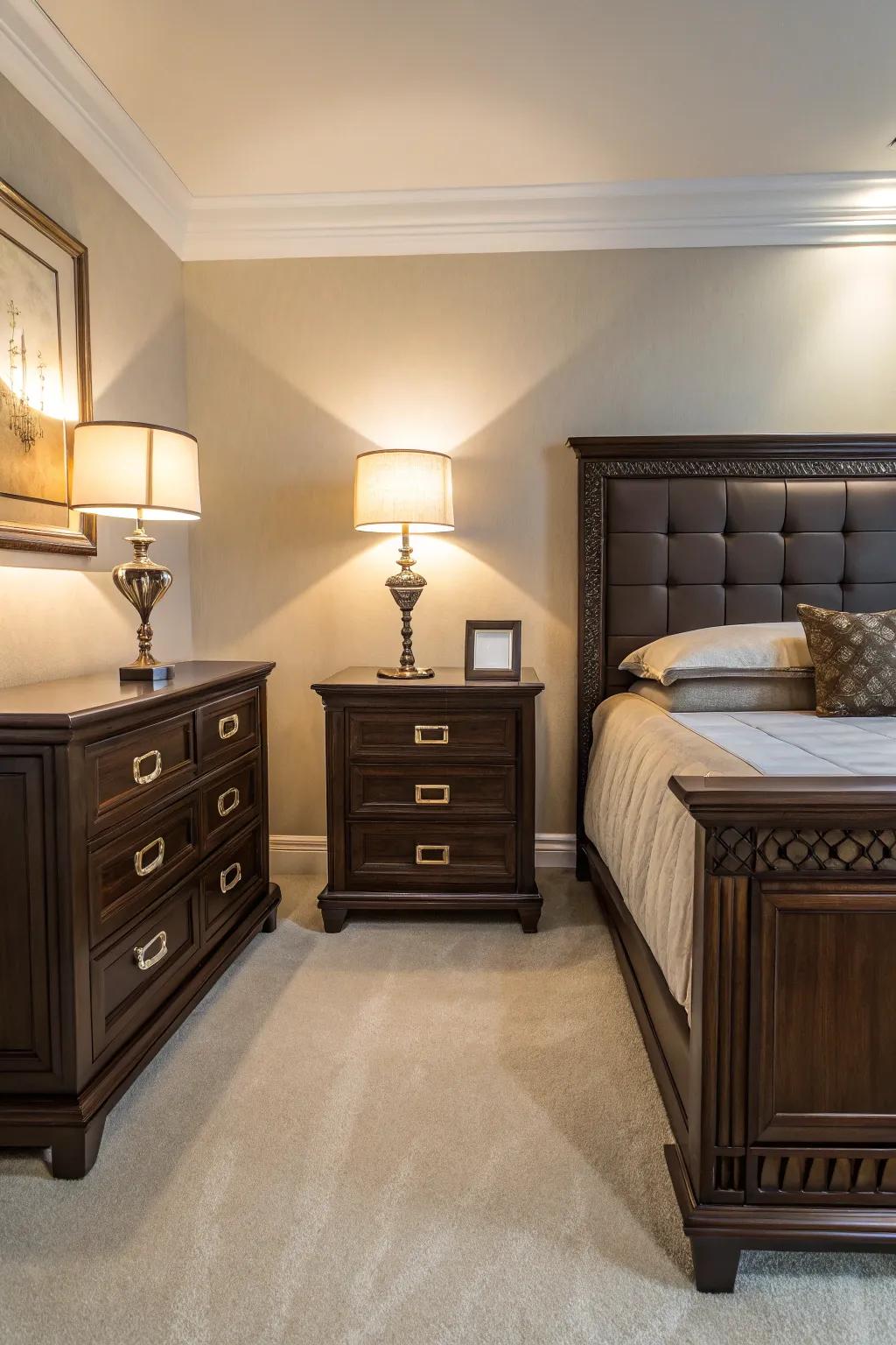 Symmetry offers stability and harmony in a sleep space layout.
