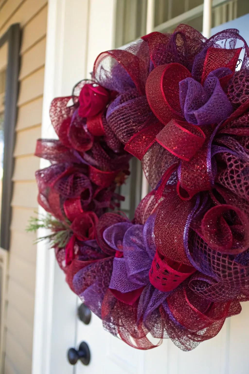 Radiant hues render this woven embellishment wreath a prominent showpiece.