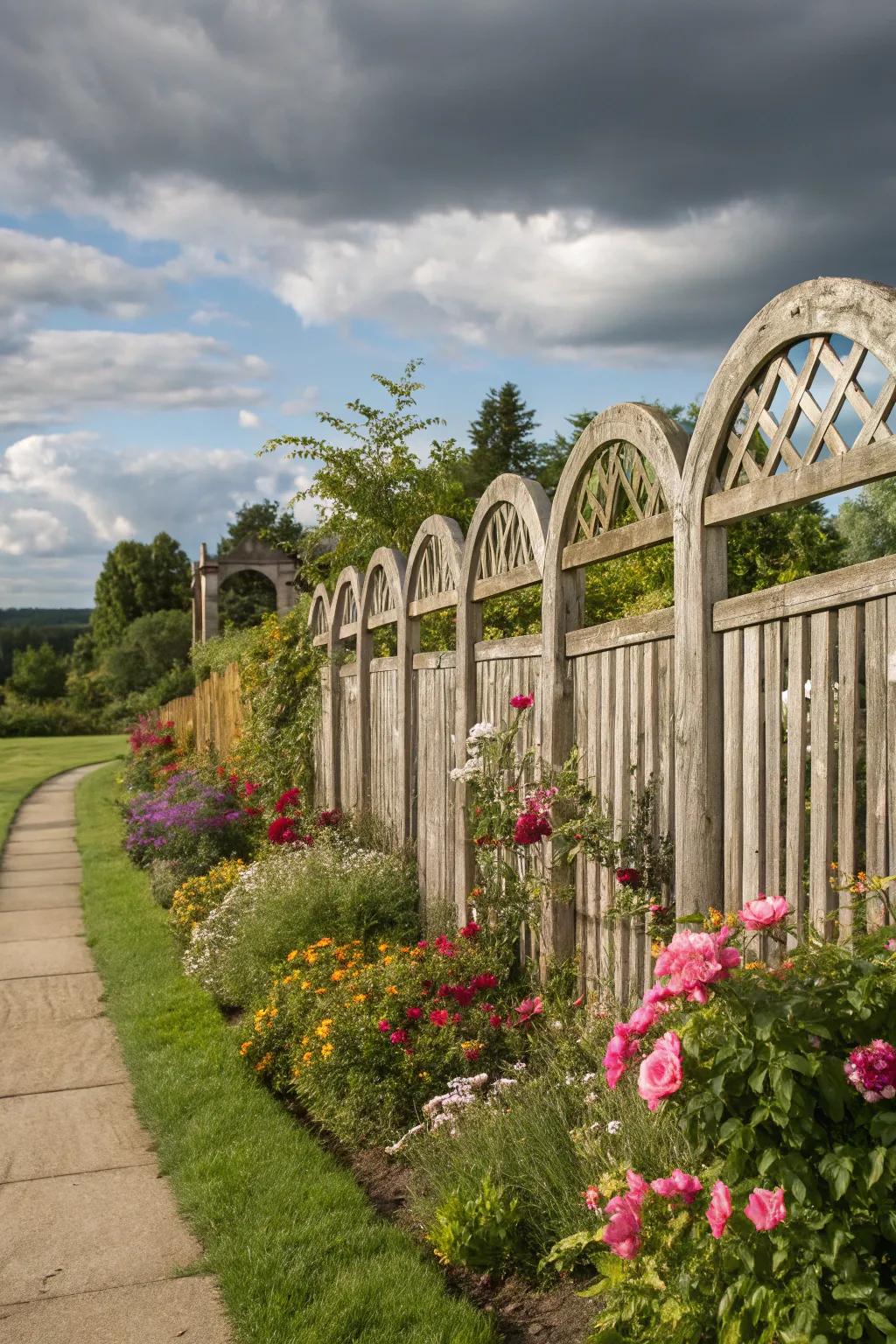Vaulted segments conceive a refined and elegant barrier blueprint.