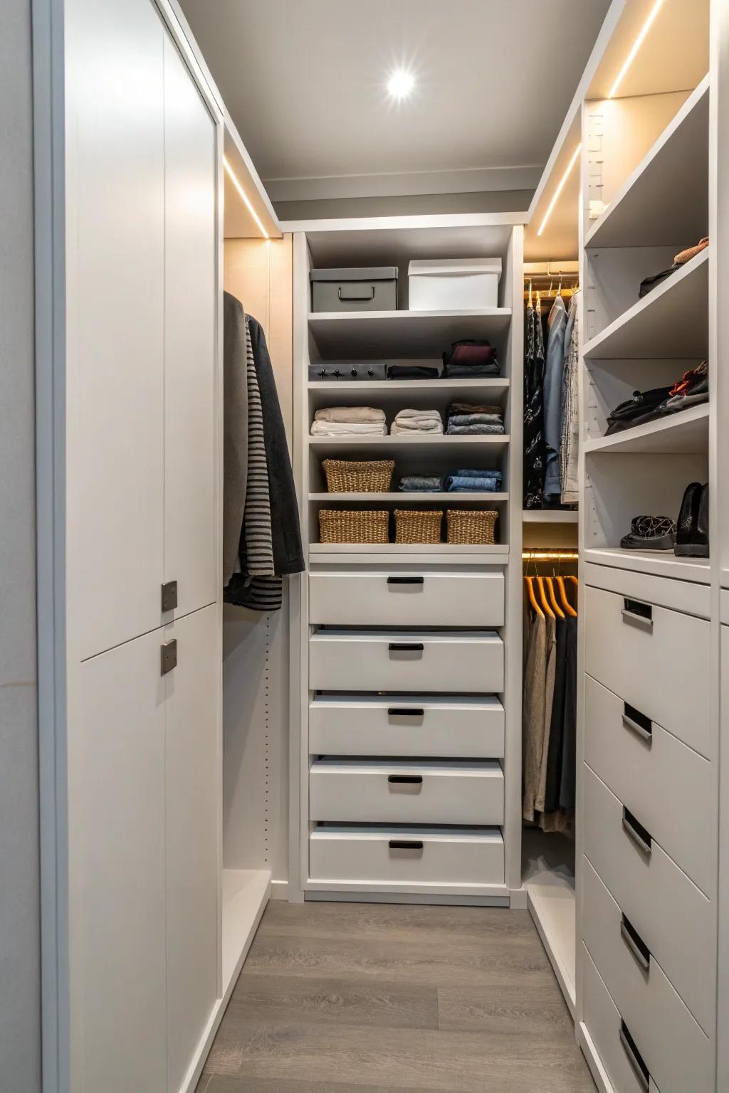 Maximize storage with a practical drawer system.