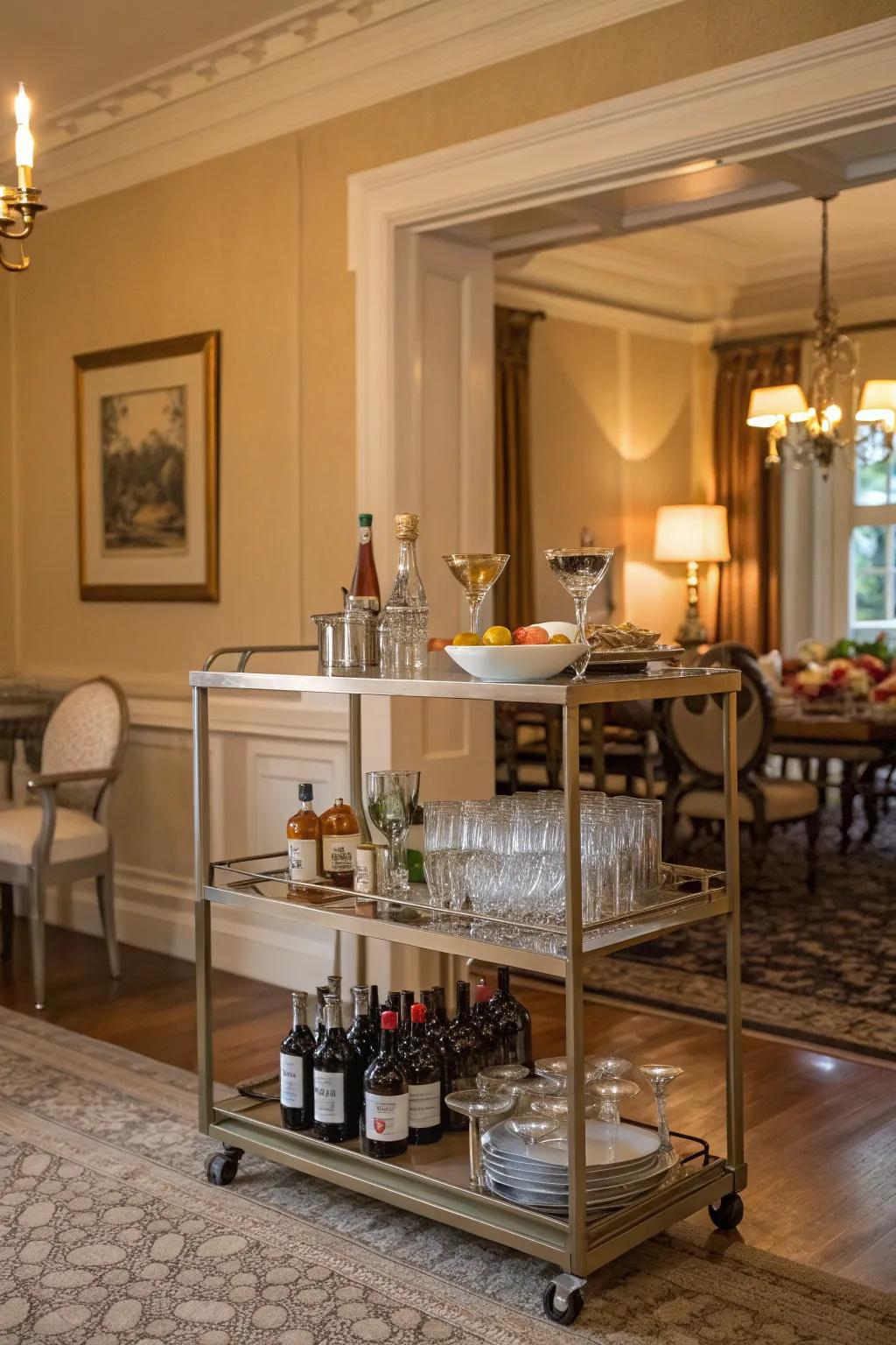 Portable serving stations add versatility and style to your dining room.