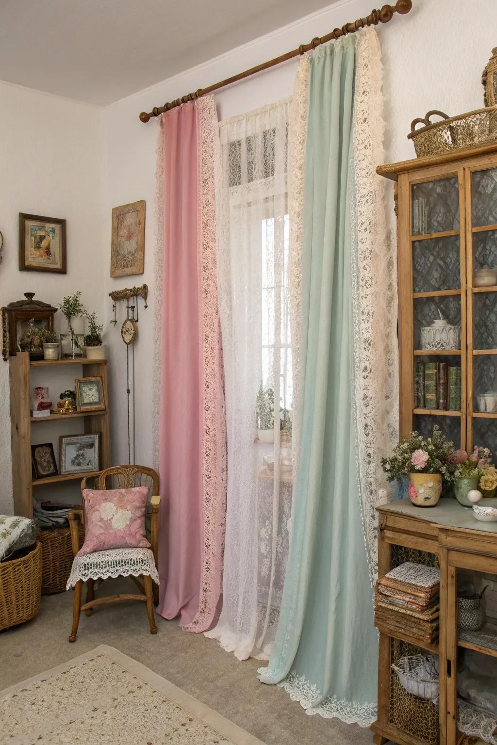 Lace and velvet craft an atmosphere of vintage charm.