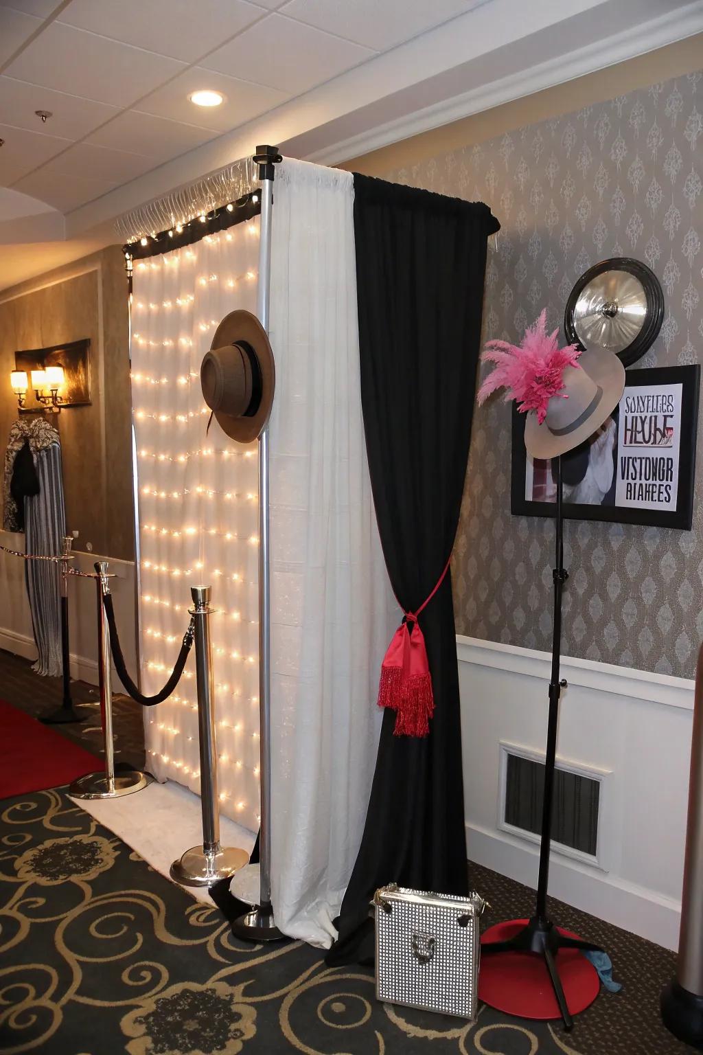 An elegant photo booth capturing fun and stylish memories.