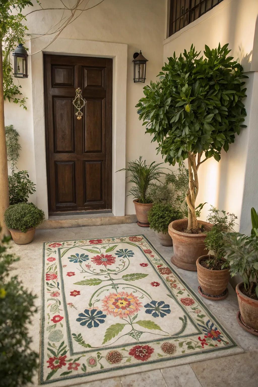 Botanical motifs in rugs convey a hint of nature and vibrancy indoors.