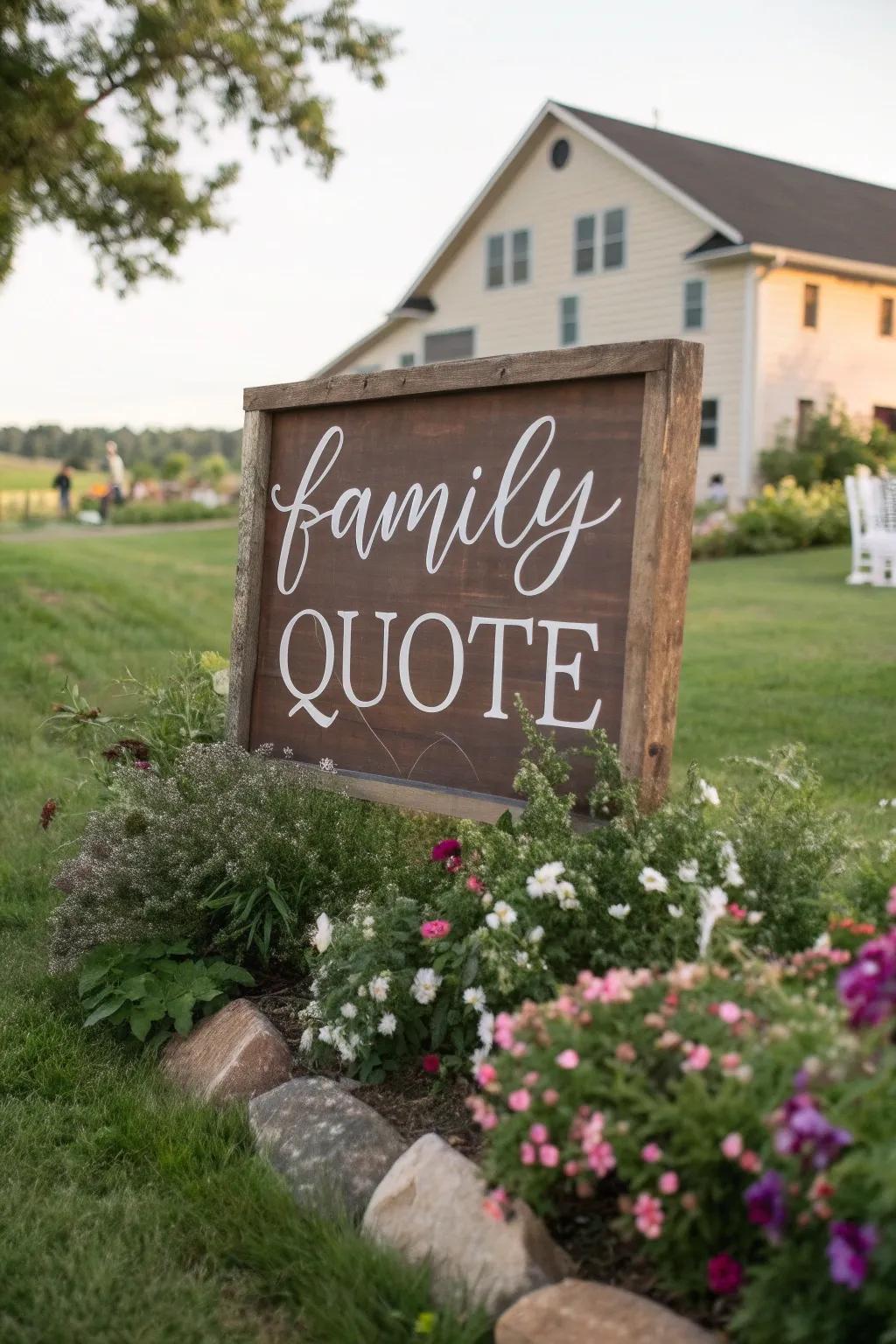 A personal sentiment featuring a family saying that enhances the marker's character.