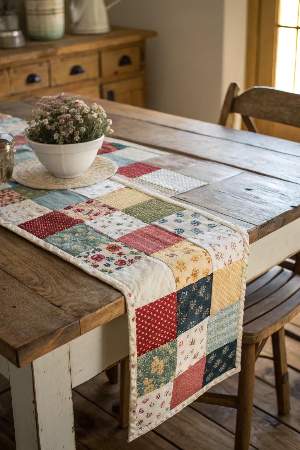 Patchwork accents offer a cozy, personalized touch.