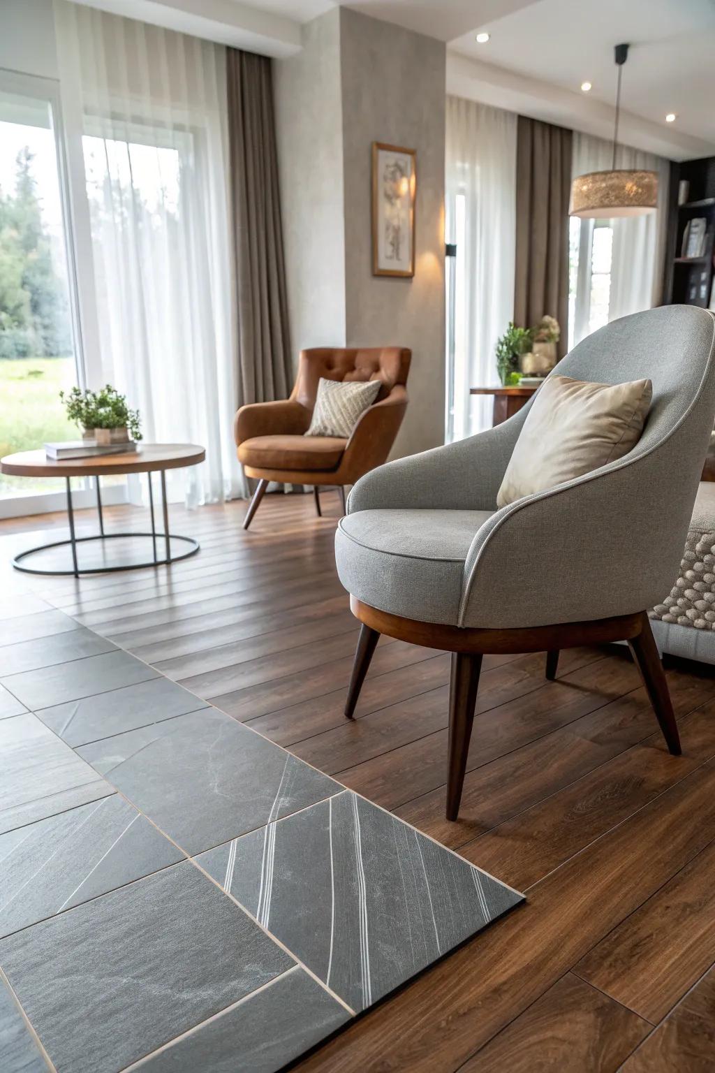 Furniture purposely links the floor parts.