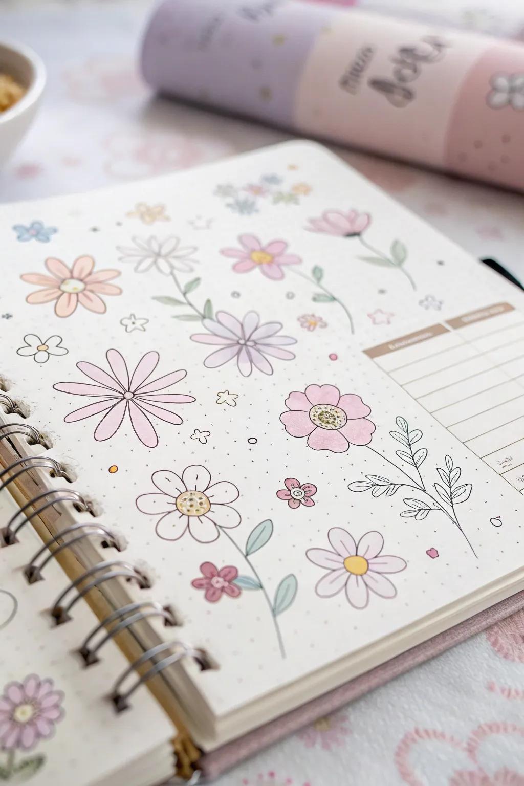 Floating flowers add a dreamy, magical vibe to your planner.