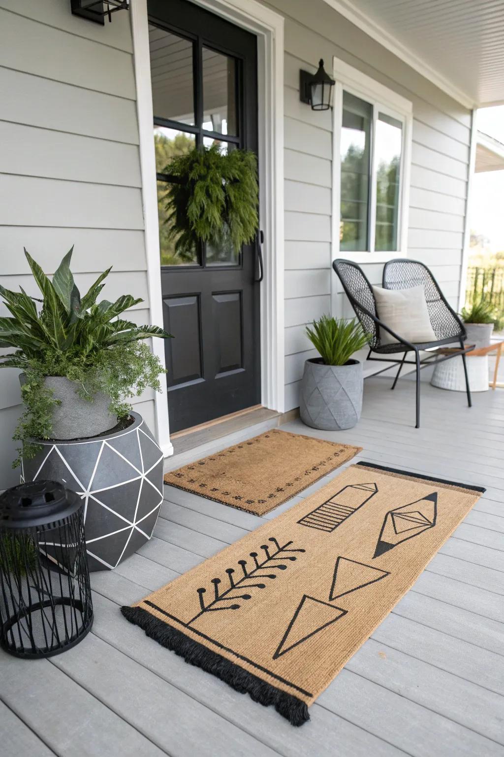 A minimalist doormat complementing a modern style.
