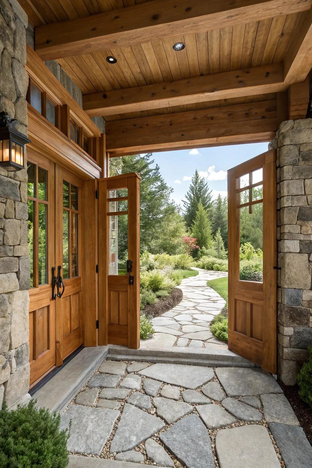 Organic mediums adding warmth and a genuine feel to the doorway.
