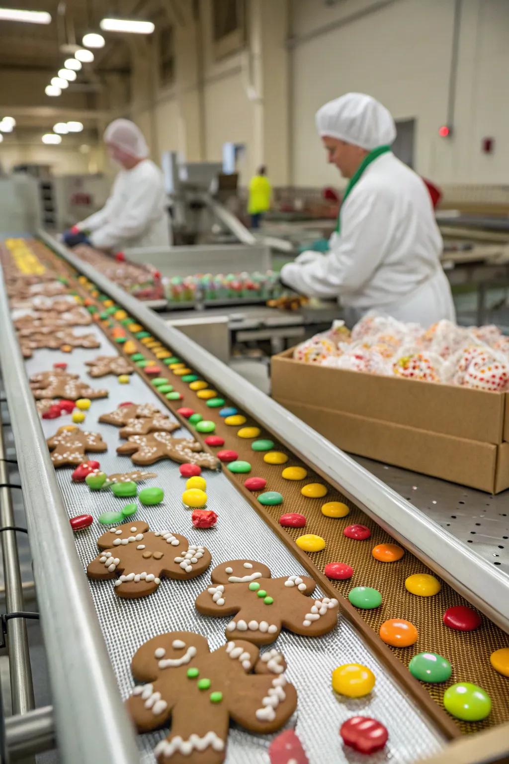 A bustling confectionary playthings assemblage crafted from gingerbread, overflowing with festive cheer.