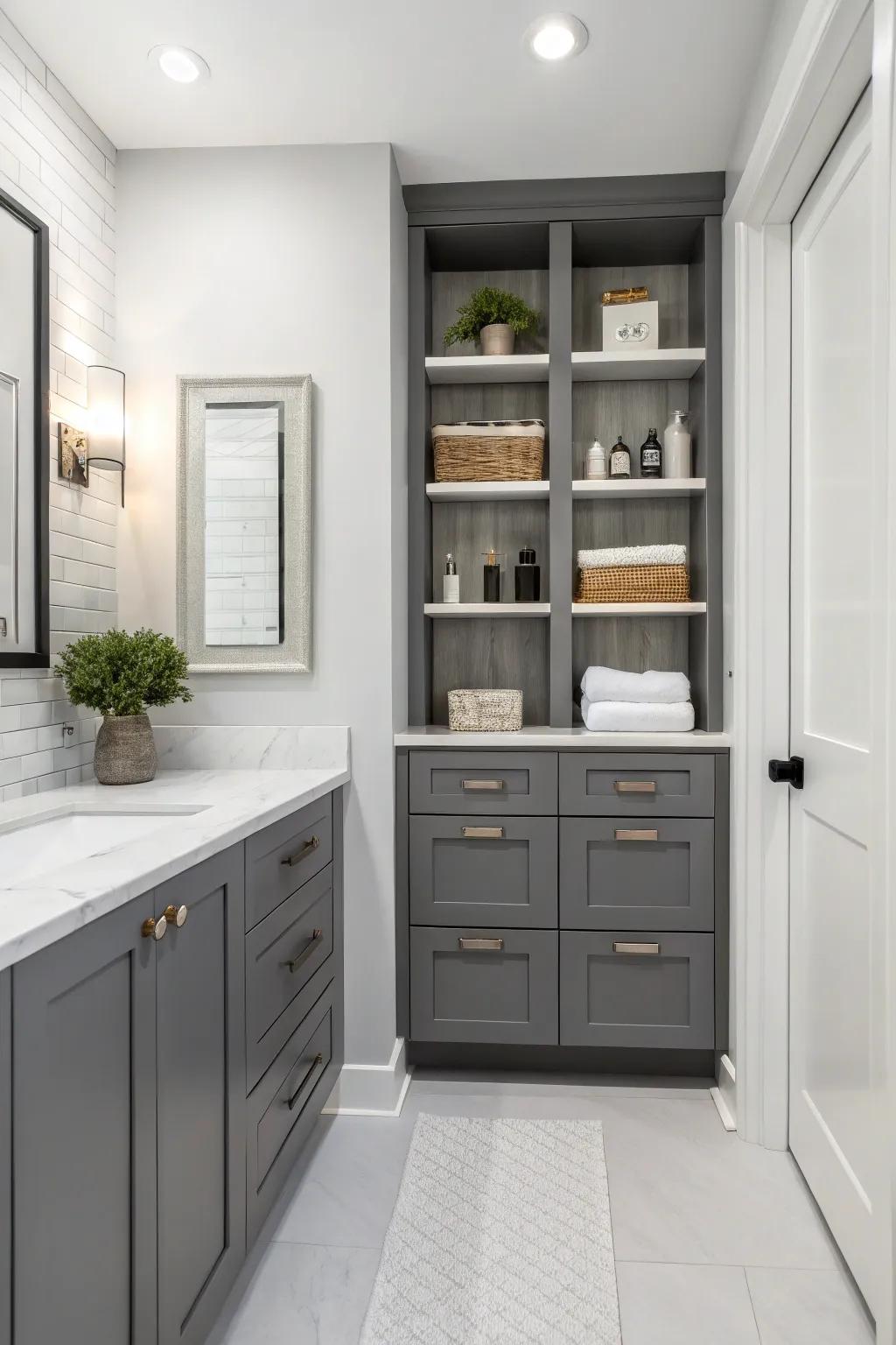 Impressive storage keeps up a clutter-free atmosphere.