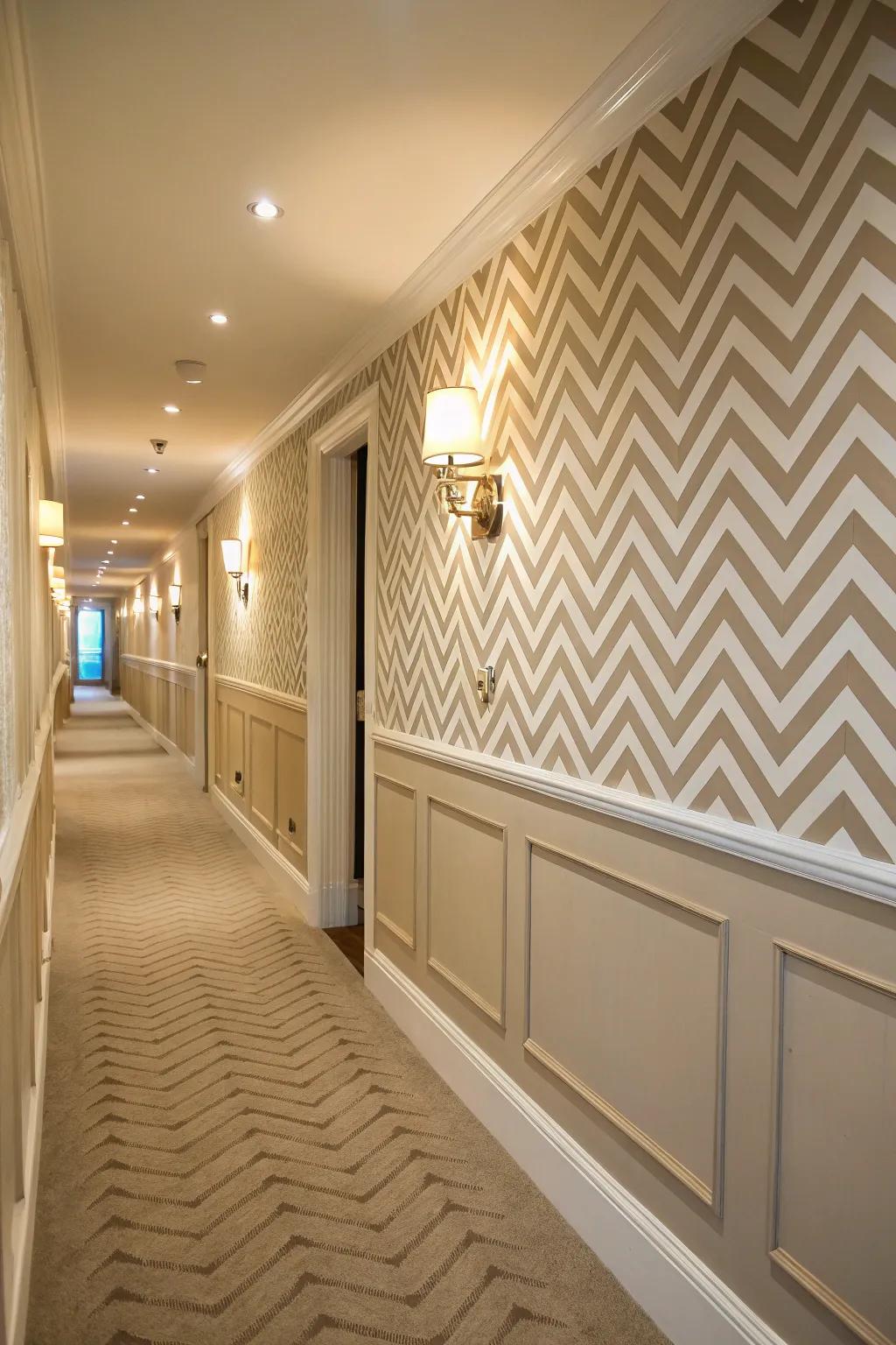 Guide the eye with angled pattern paneling.