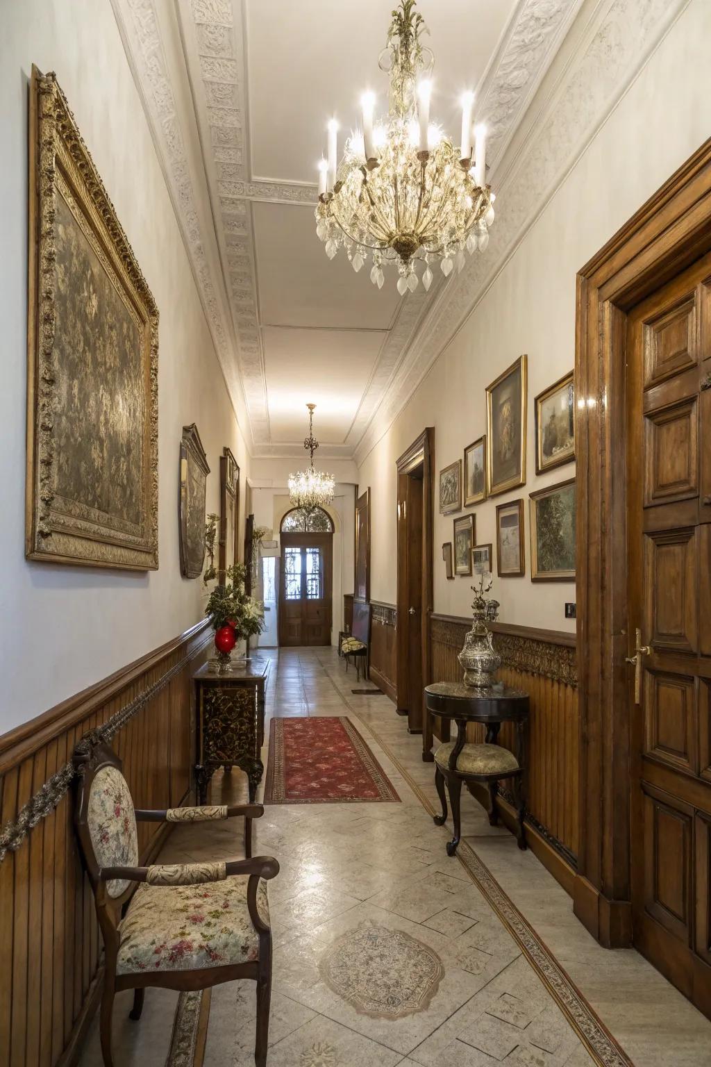 Antiques infuse elegance and character into your hallway.